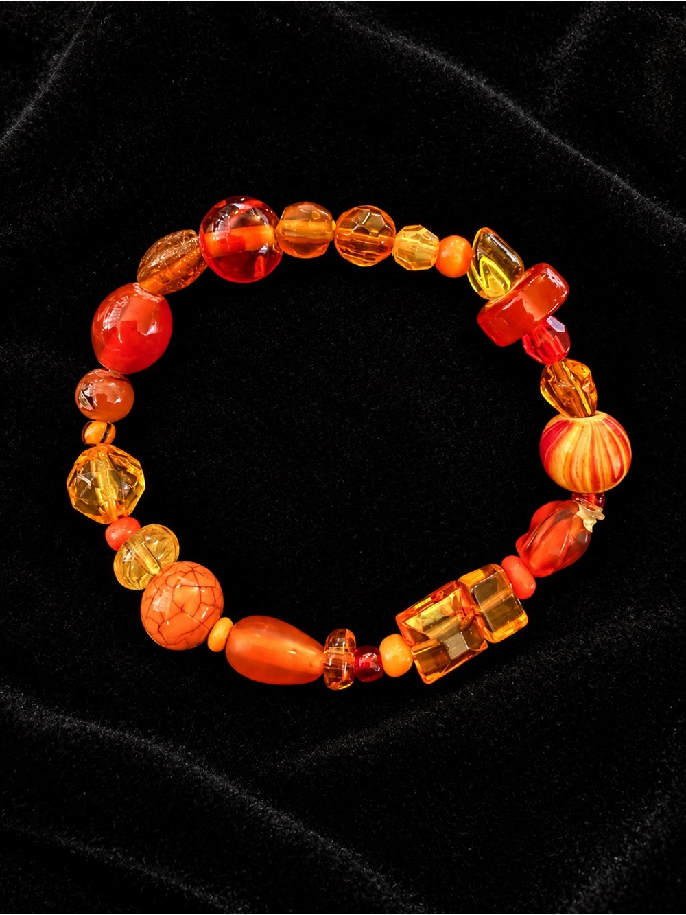 Orange Beaded Stretch Bracelet